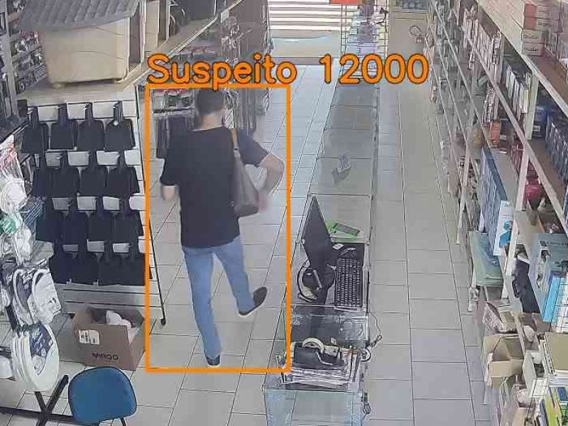 Alerta real do Anti-furto da Visy: pessoa mexendo na bolsa dentro da loja (teste da equipe)